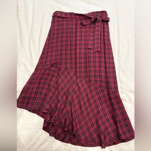 Sanctuary Red and Black Plaid Asymmetrical Women's Skirt Size 8